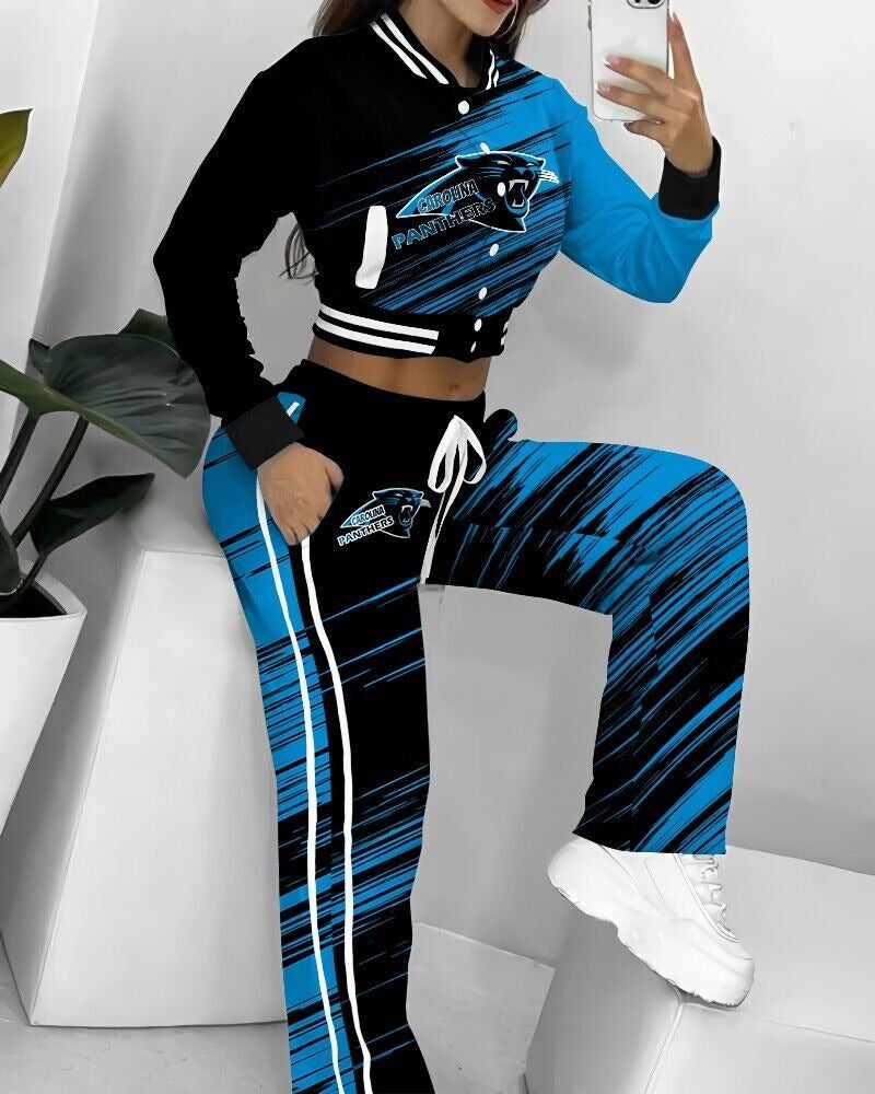 Carolina Panthers 3D Printed Varsity Jacket Set