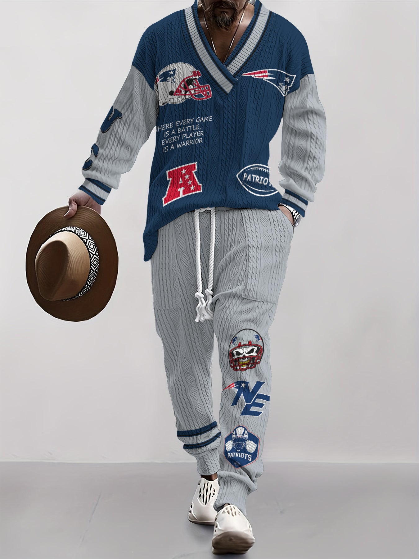 New England Patriots Classic All-Season Long Sleeve V-Neck Pullover Sweater