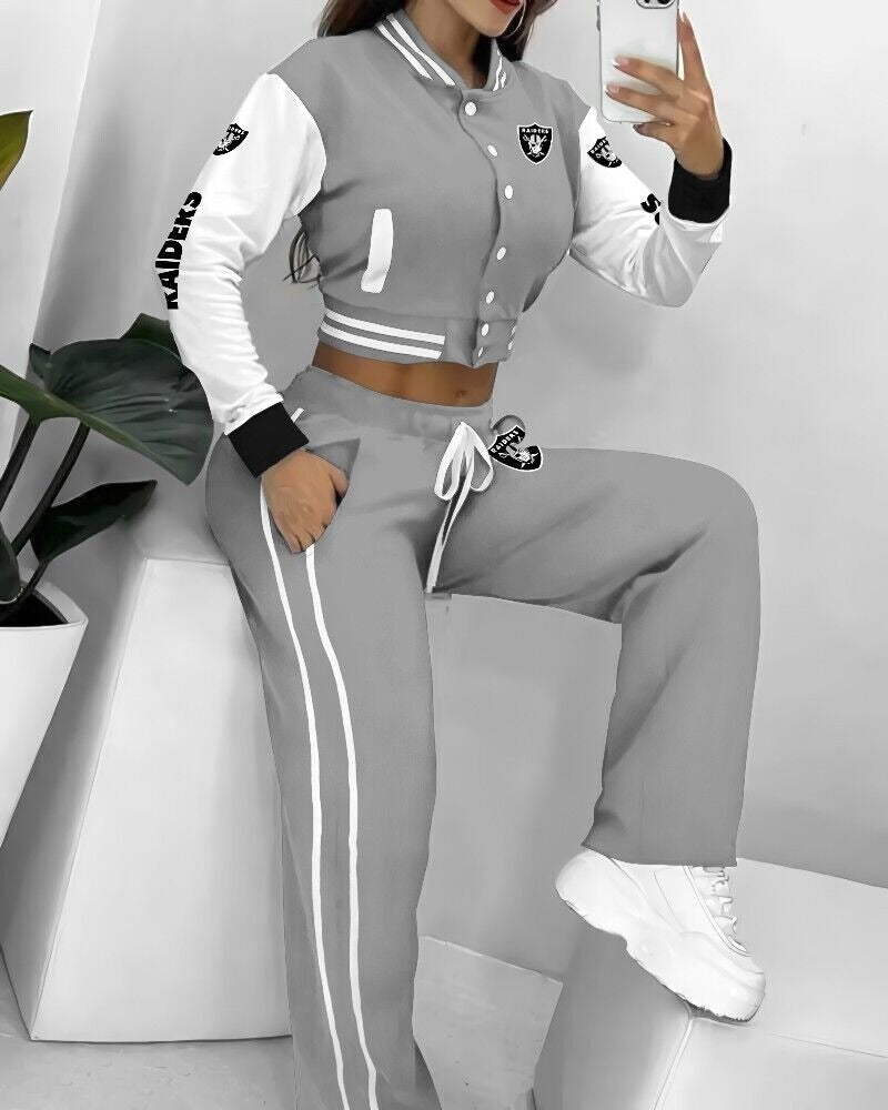 Las Vegas Raiders 3D Printed Varsity Jacket Set