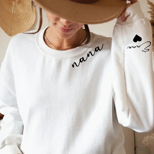 Mama Sweatshirt with Children's Names on the Sleeve, Custom Mother's Day Sweatshirt