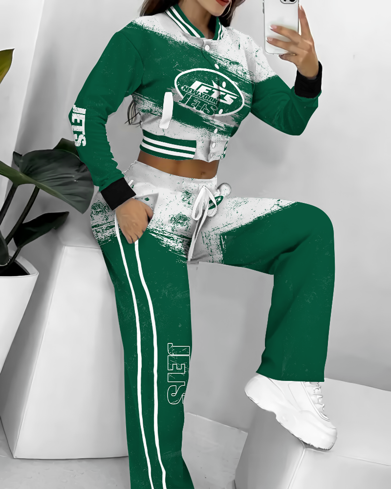 New York Jets 3D Printed Varsity Jacket Set