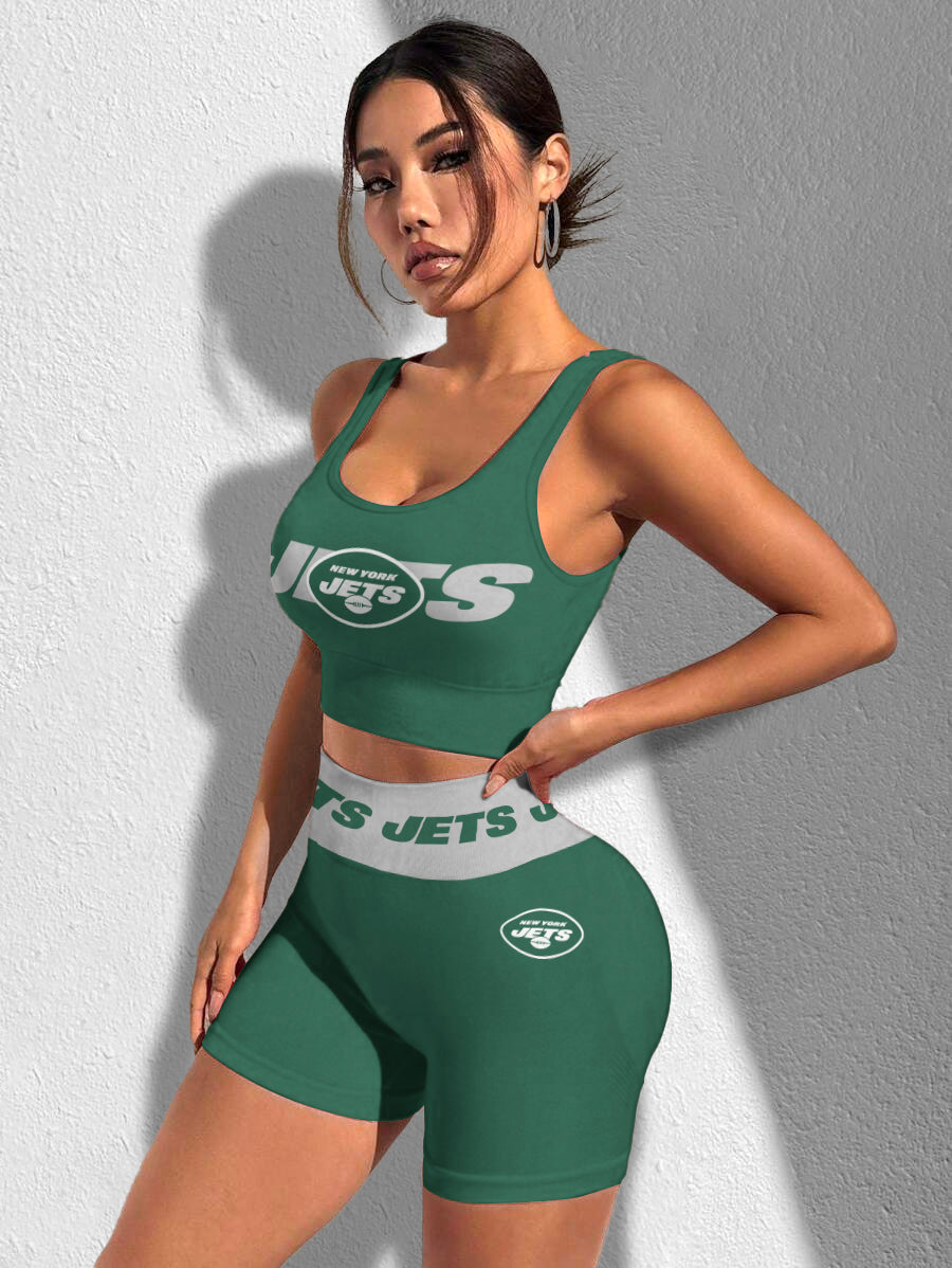 New York Jets Sports Bra & Shorts Gym Set