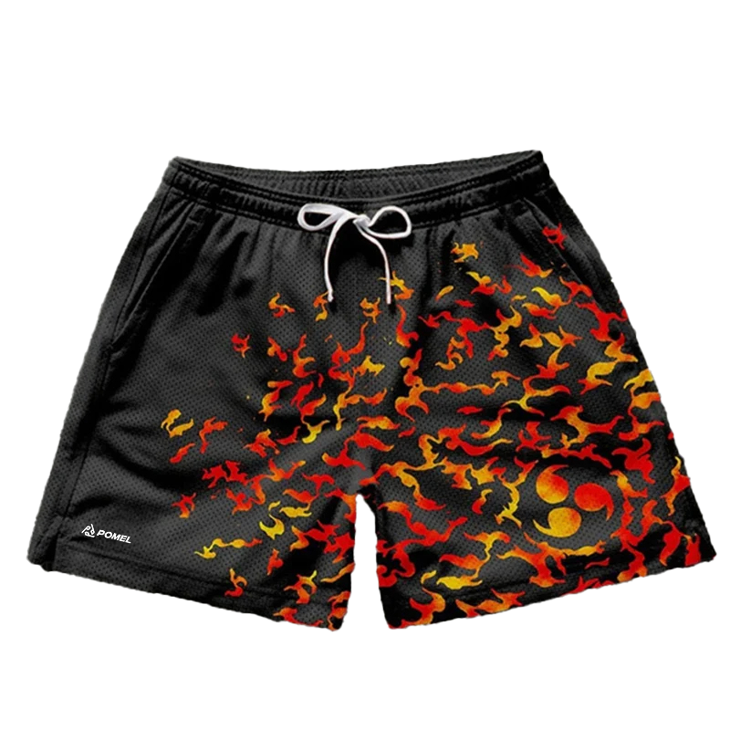 BURNING CURSE MARK MESH SHORTS