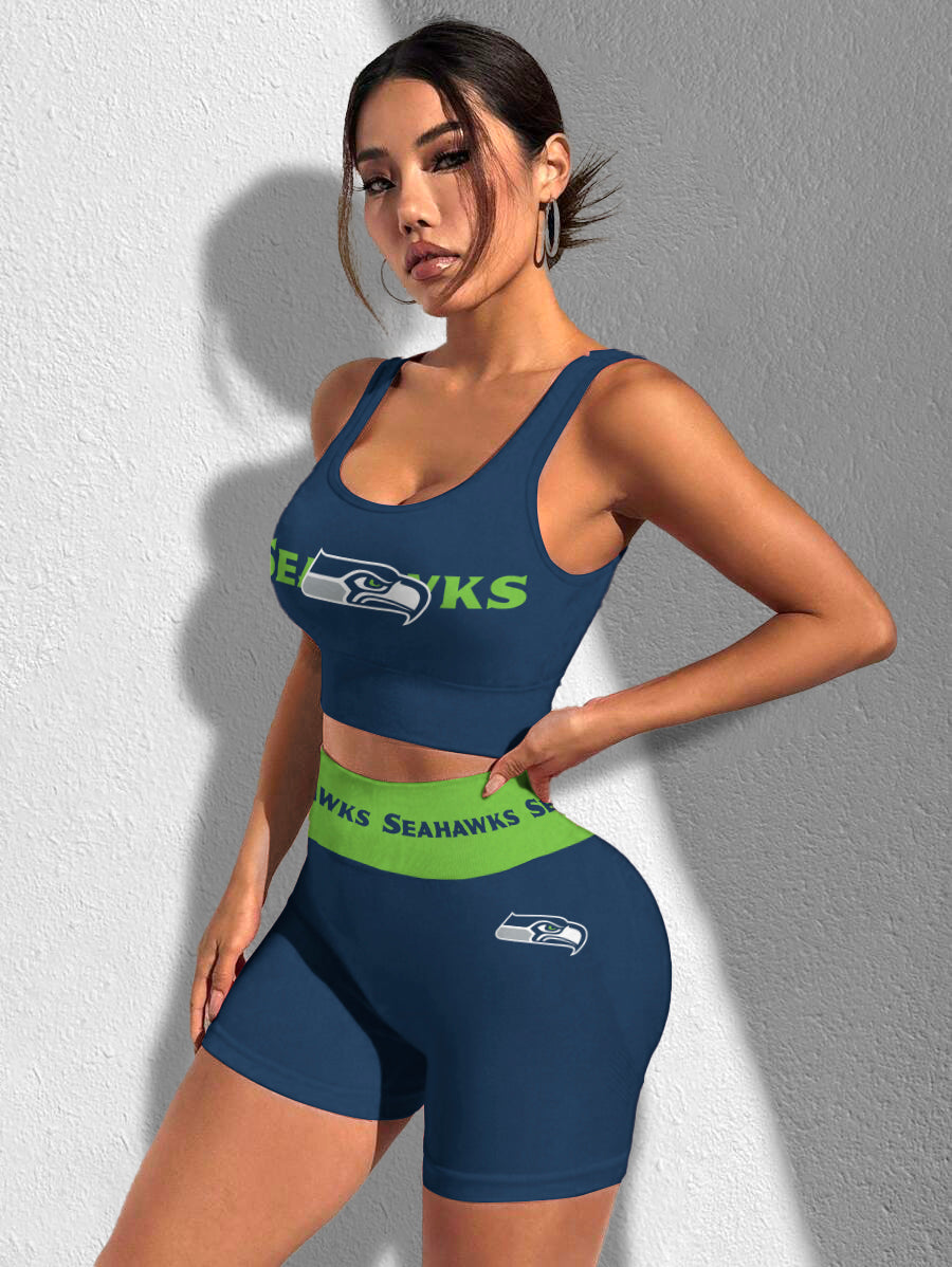 Seattle Seahawks Sports Bra & Shorts Gym Set