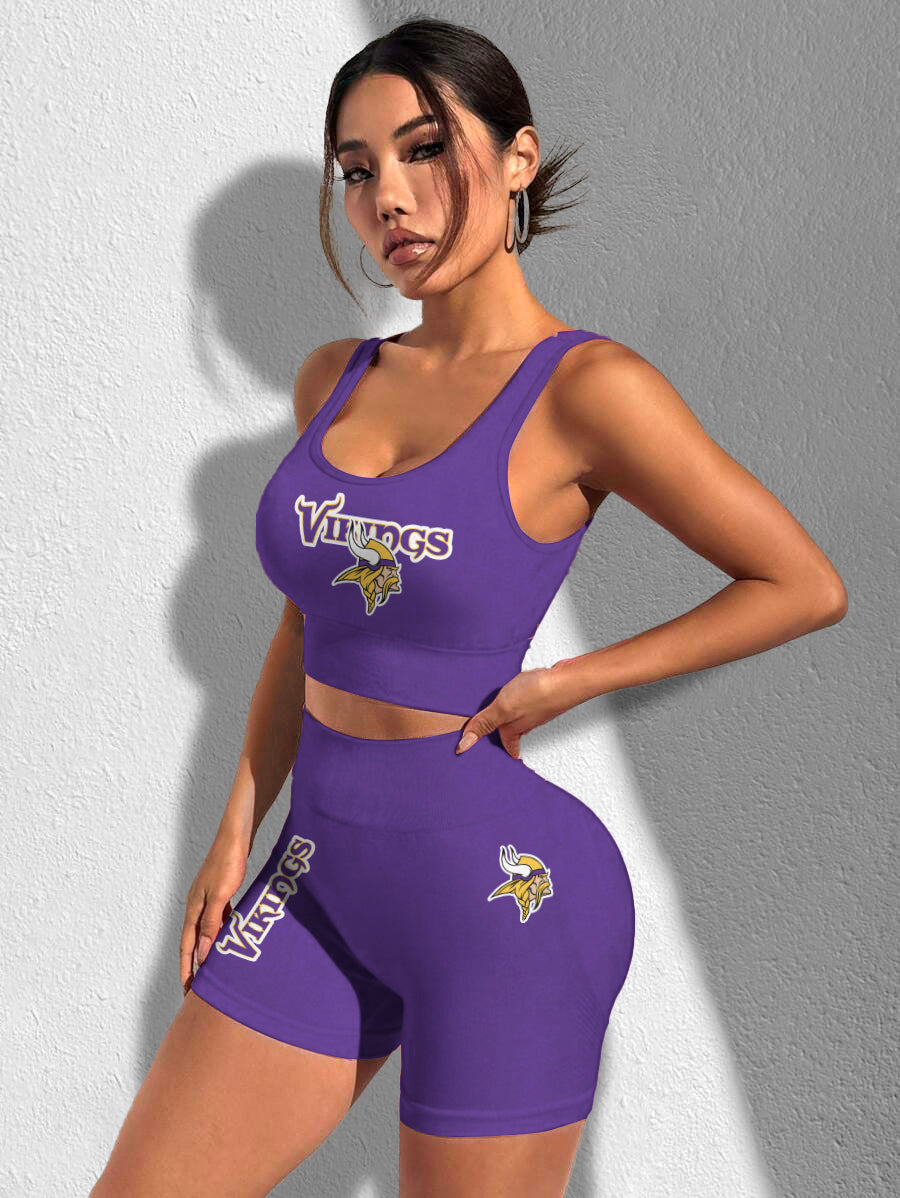 Minnesota Vikings Sports Bra & Shorts Gym Set