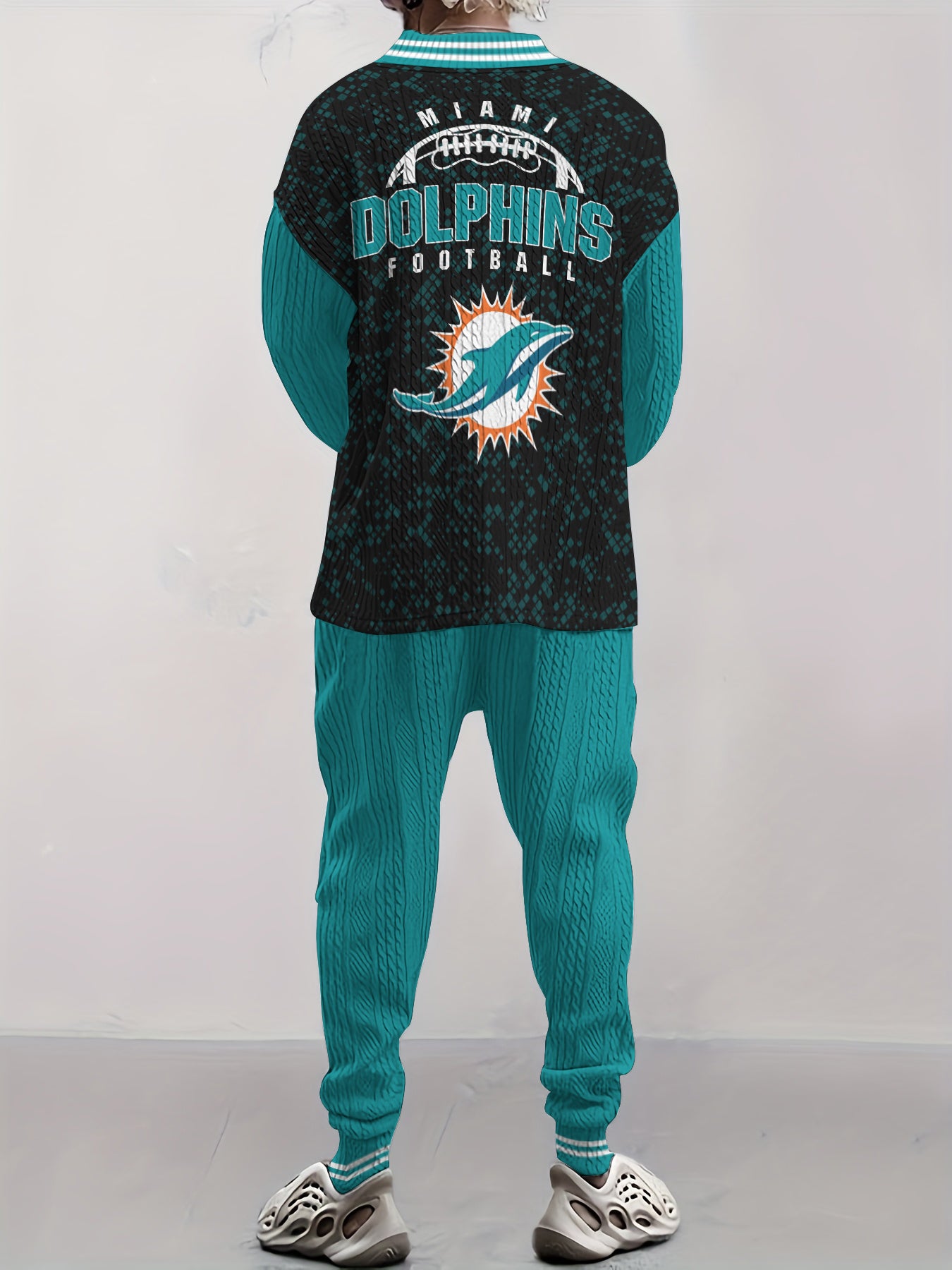 Miami Dolphins  Classic All-Season Long Sleeve V-Neck Pullover Sweater