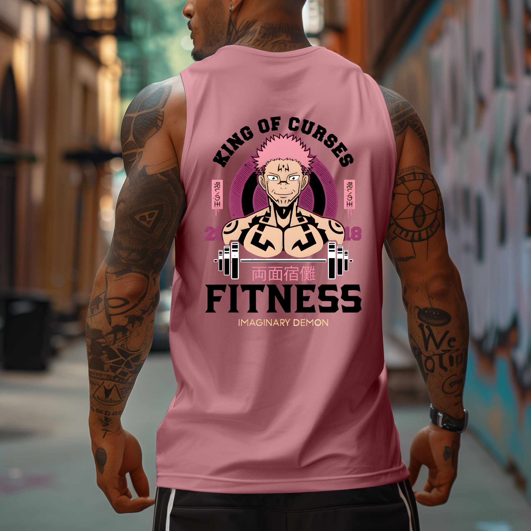 Casual Anime Fitness Printed Tank Top