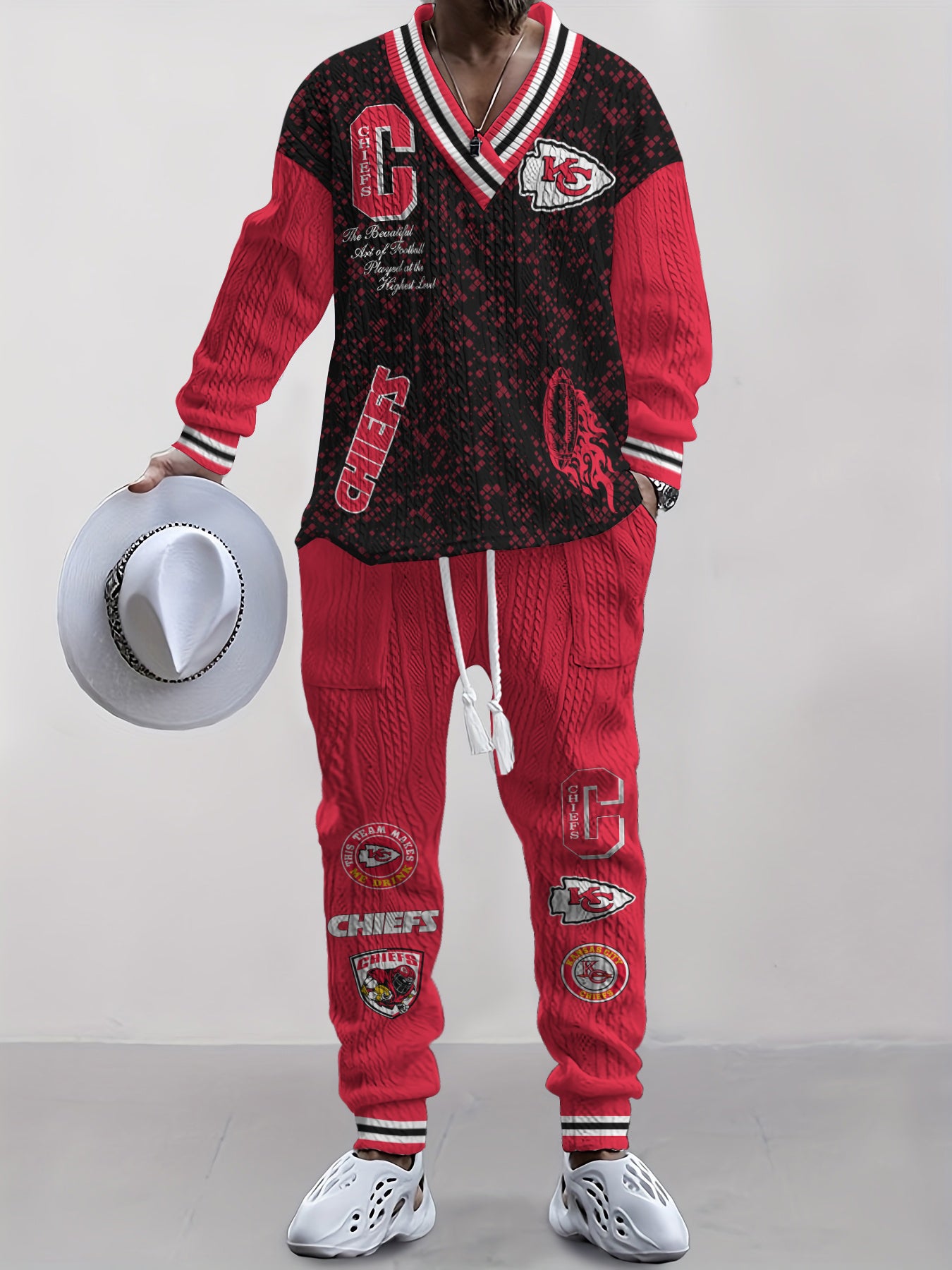 Kansas City Chiefs  Classic All-Season Long Sleeve V-Neck Pullover Sweater