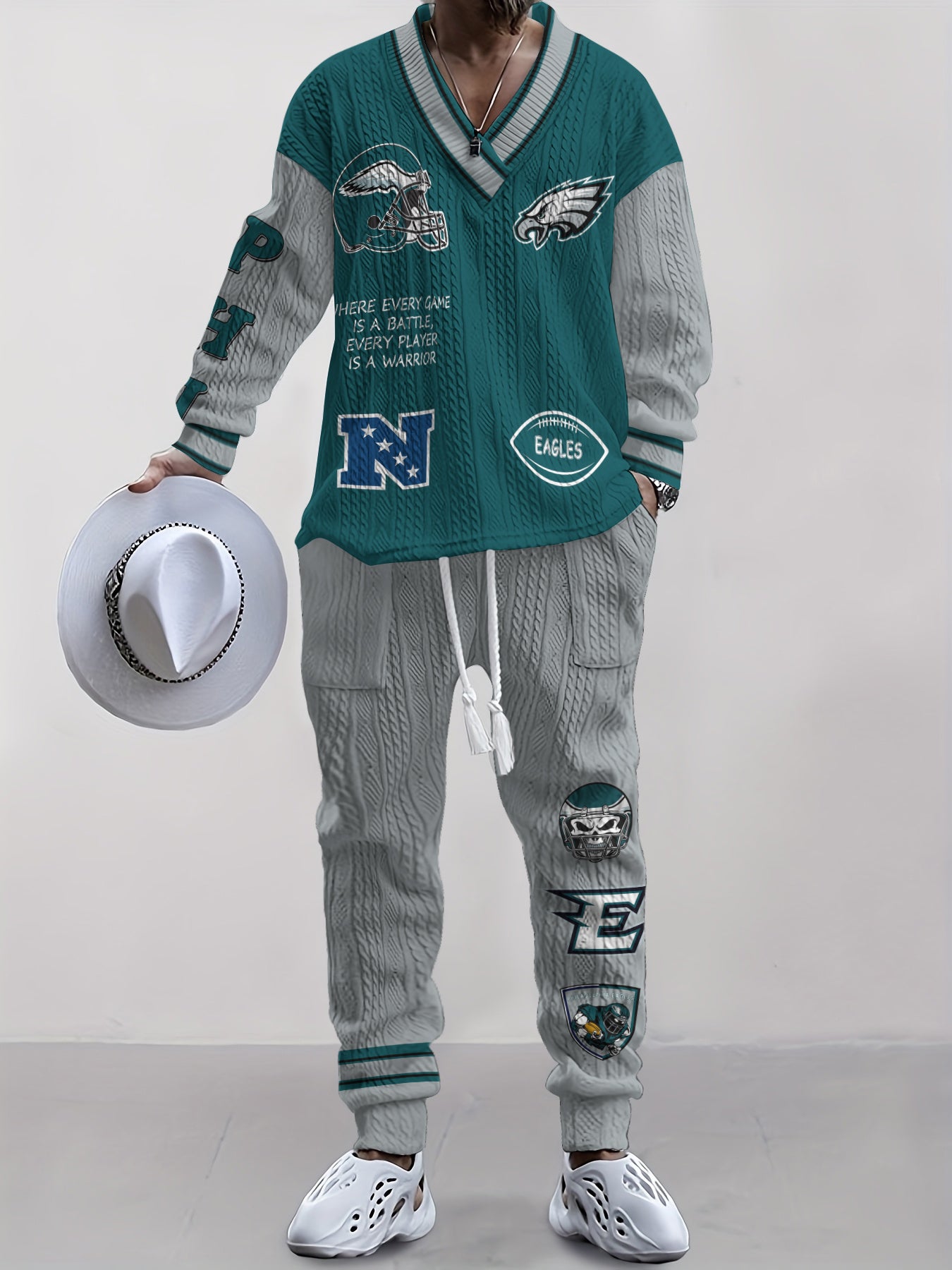 Philadelphia Eagles Classic All-Season Long Sleeve V-Neck Pullover Sweater