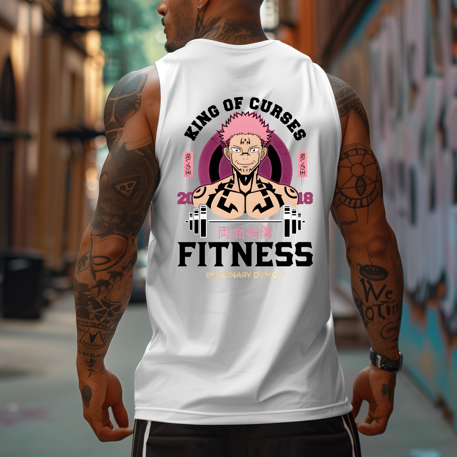 Casual Anime Fitness Printed Tank Top