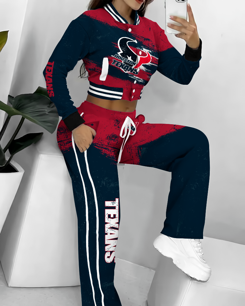 Houston Texans 3D Printed Varsity Jacket Set