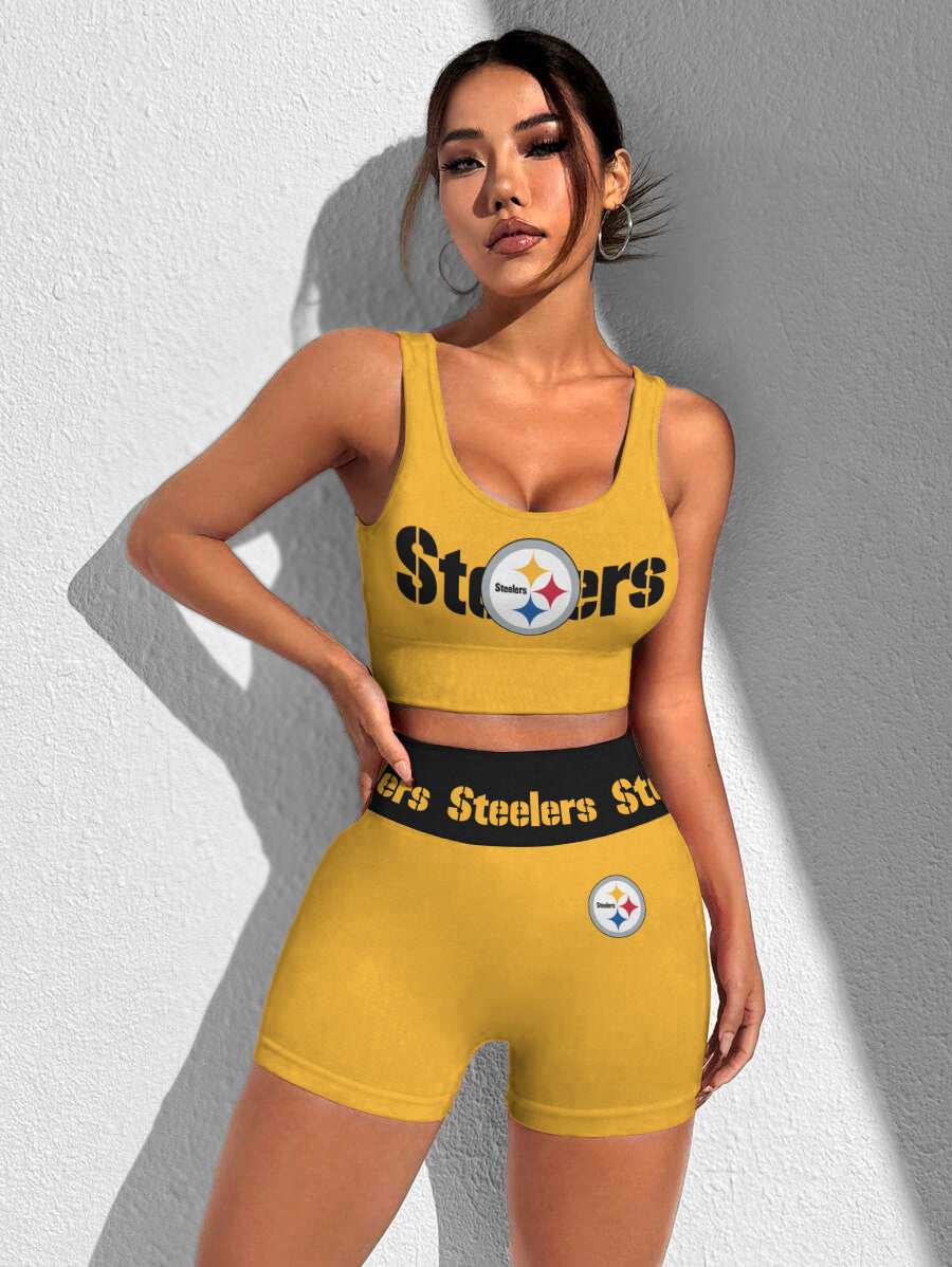 Pittsburgh Steelers Sports Bra & Shorts Gym Set