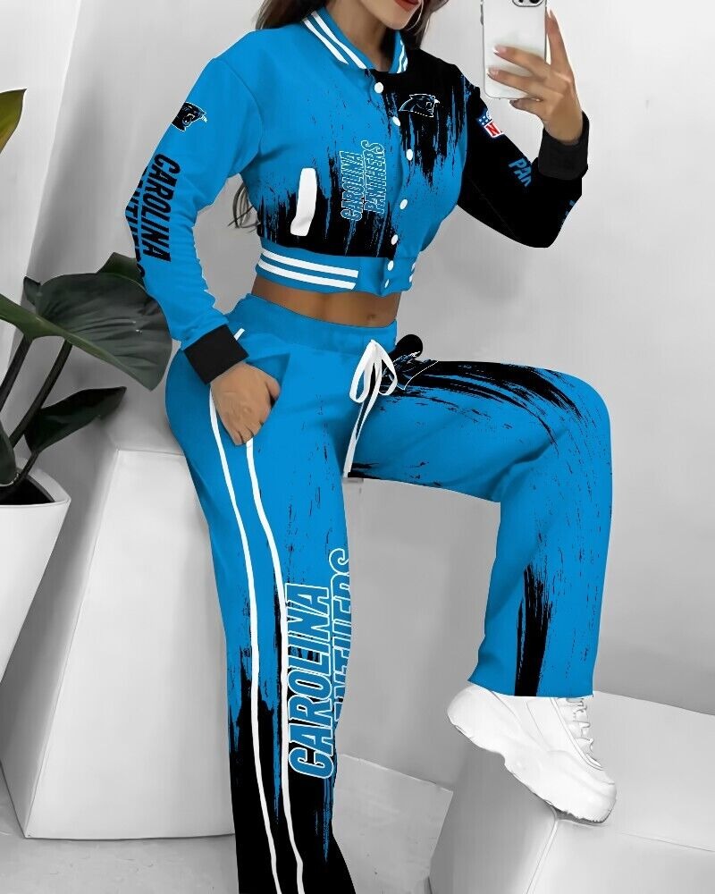 Carolina Panthers  3D Printed Varsity Jacket Set