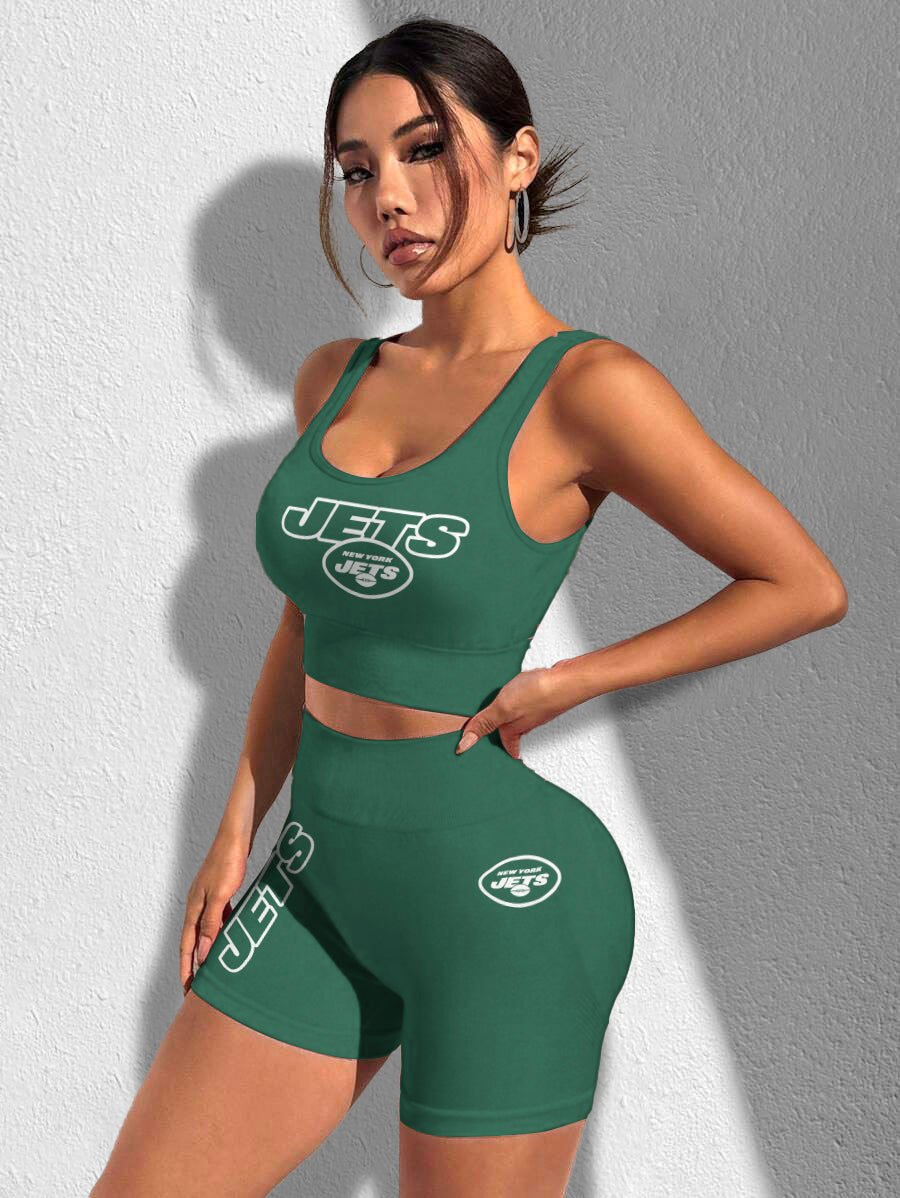New York Jets Sports Bra & Shorts Gym Set