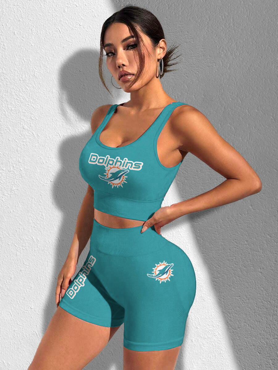 Miami Dolphins Sports Bra & Shorts Gym Set