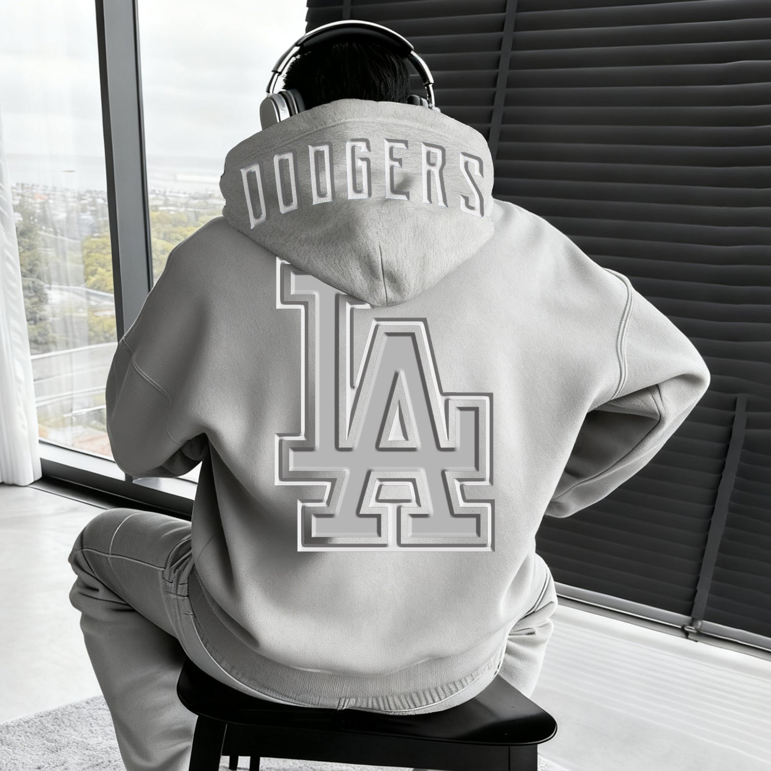 Street Baseball Print Oversized Hoodie