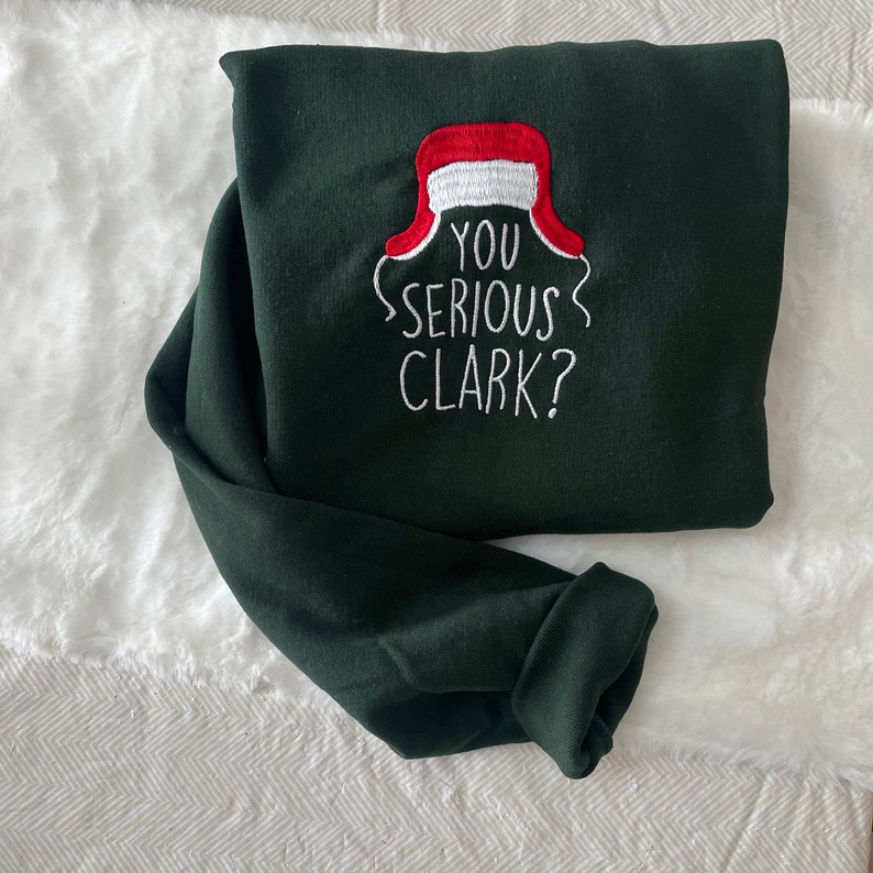 Are You Serious Clark Embroidered Sweatshirt - Griswold Family Christmas - Griswold Christmas- Christmas Gift - Funny Crewneck- Griswold