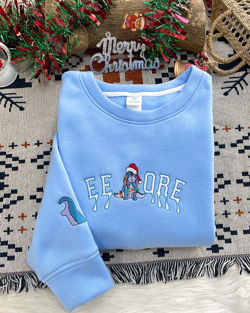 Winnie the Pooh Christmas Sided Bow  – Embroidered Sweatshirt/Hoodie/T-shirt