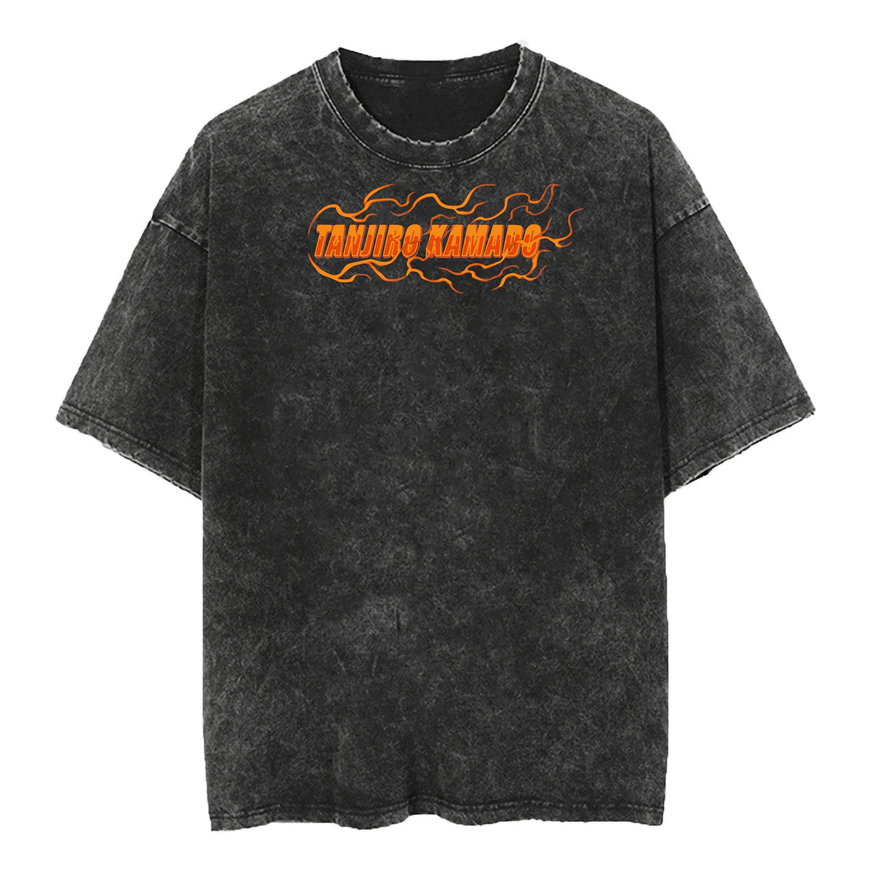 2-SIDED FIRE BREATHING TANJIRO VINTAGE OVERSIZE TEE