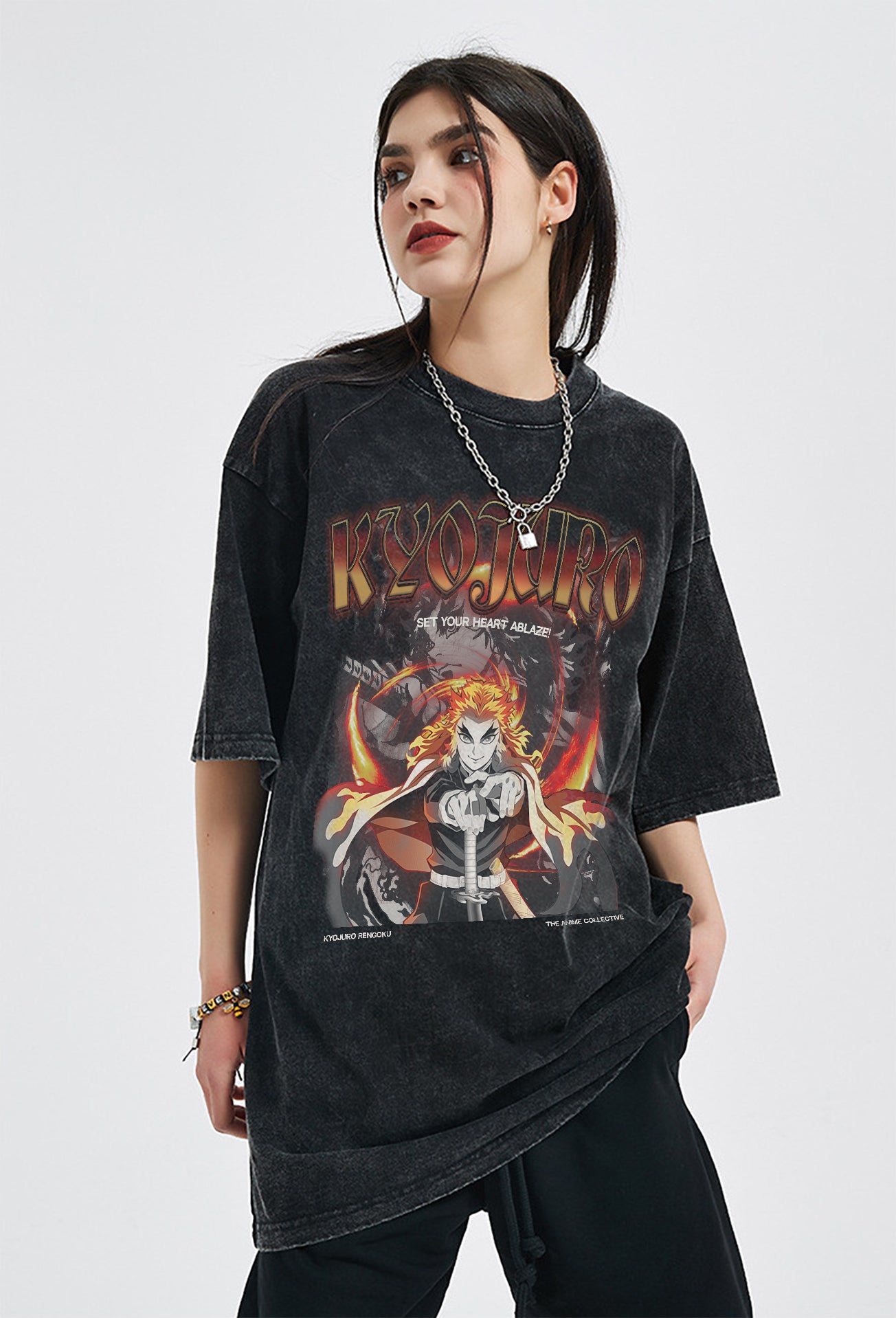 Kyojuro Rengoku Vintage Oversized T-Shirt | Demon Slayer