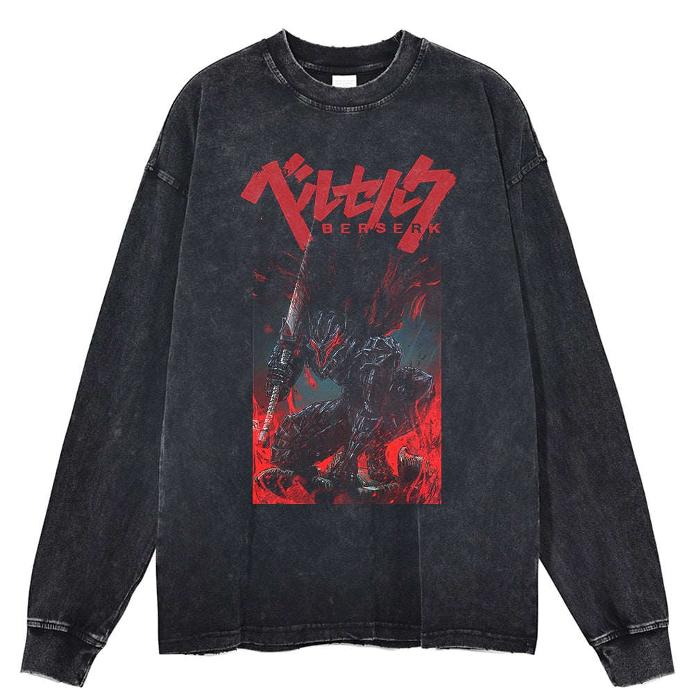 Berserk Guts Armor Vintage Washed Long Sleeve Shirt