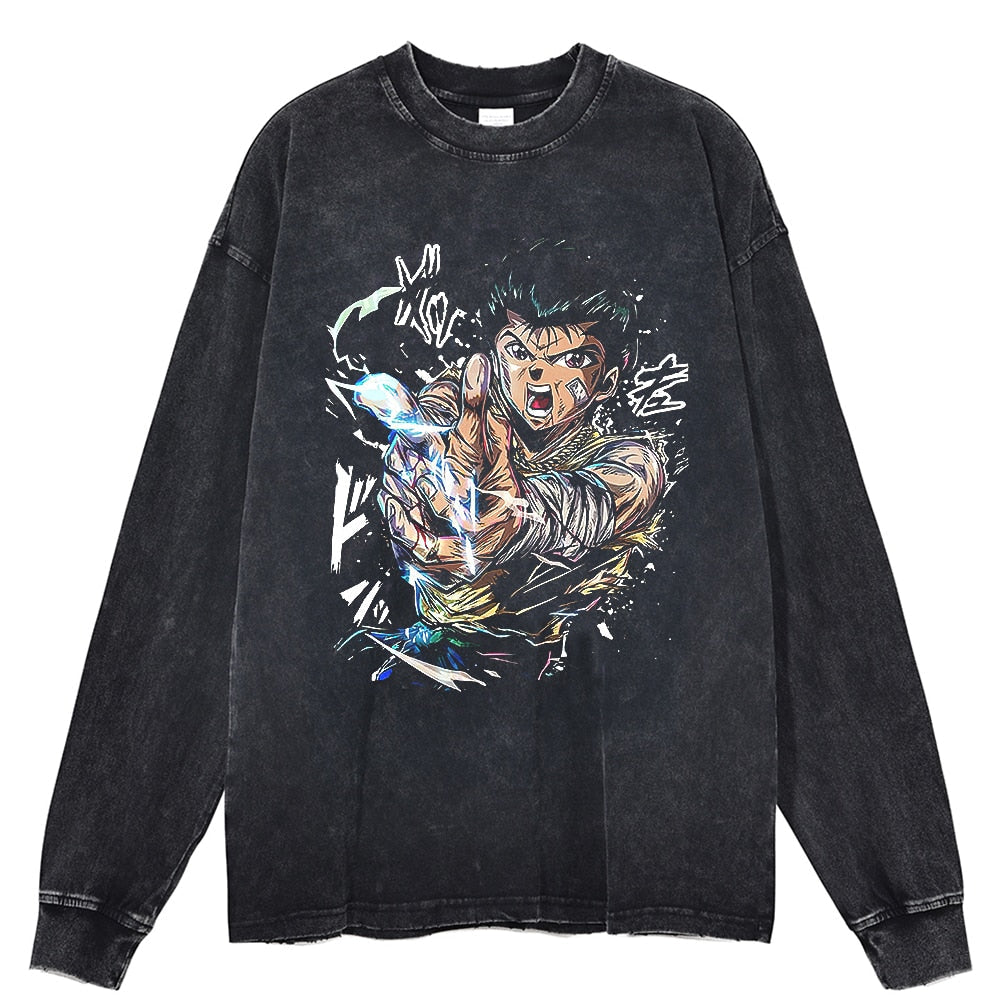 Yu Yu Hakusho Vintage Washed Long Sleeve Shirt