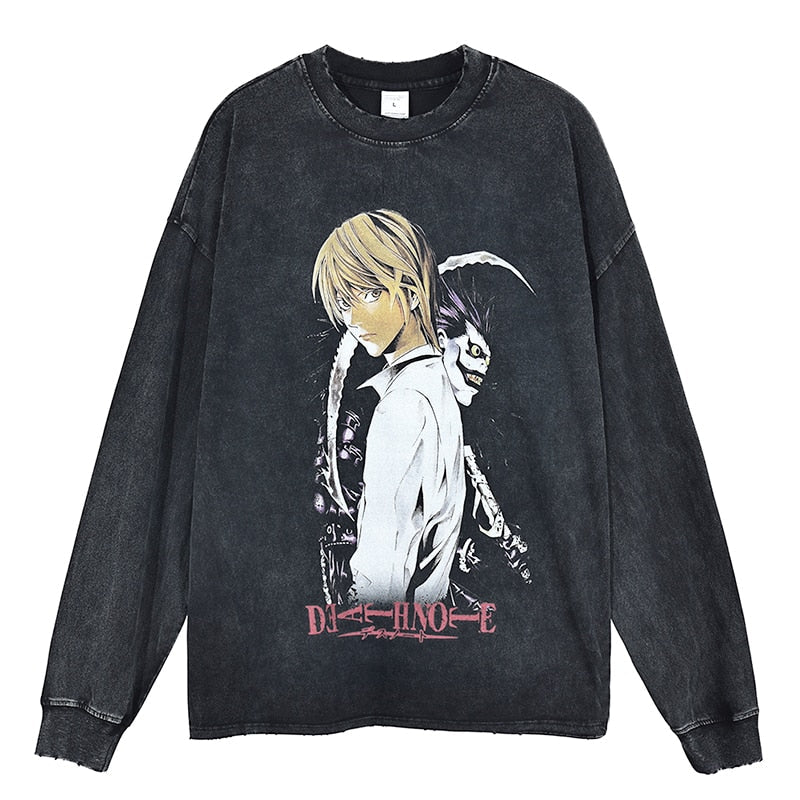 "God Of The New World" Vintage Washed Oversized Long Sleeve Shirt